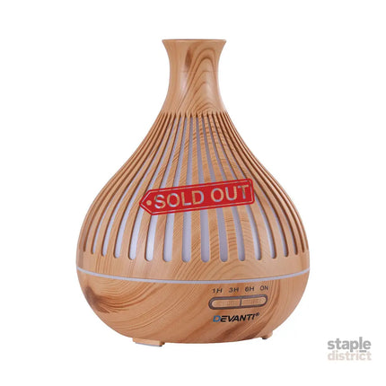Devanti Ultrasonic Aroma Diffuser Aromatherapy 400ml LED Lights Iron Humidifier Forest Light wood grain - Appliances >
