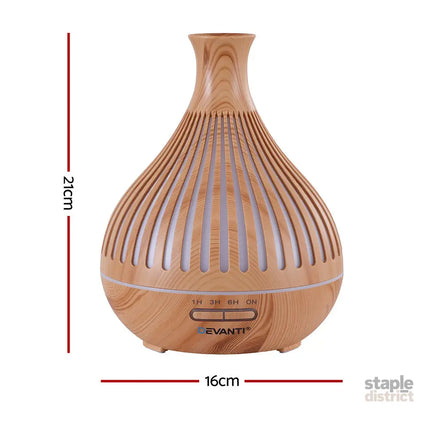 Devanti Ultrasonic Aroma Diffuser Aromatherapy 400ml LED Lights Iron Humidifier Forest Light wood grain - Appliances >