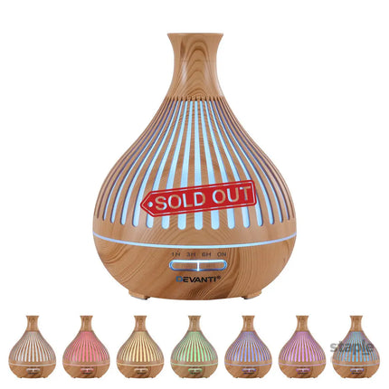 Devanti Ultrasonic Aroma Diffuser Aromatherapy 400ml LED Lights Iron Humidifier Forest Light wood grain - Appliances >