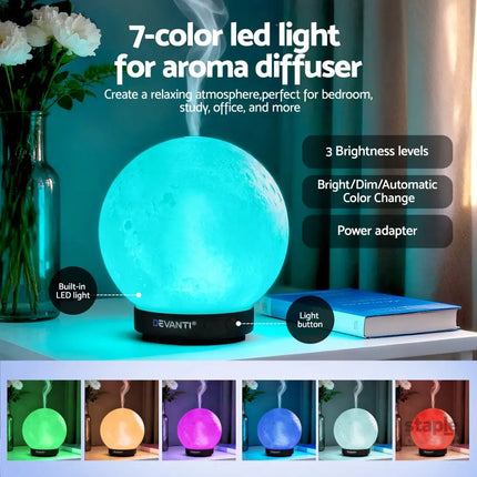 Devanti Ultrasonic Aroma Diffuser Aromatherapy Moon Lamp 100ml - Appliances > Aroma Diffusers & Humidifiers > Aroma