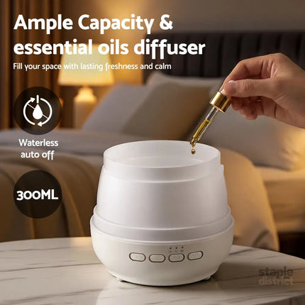 Devanti Ultrasonic Essential Oil Aroma Diffuser Aromatherapy Cool Mist Humidifier w/ LED Light 300ml - Appliances >
