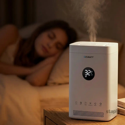 Devanti Ultrasonic Humidifier Air Purifier Top Fill Auto Humidity 3.5L White - Appliances > Aroma Diffusers &