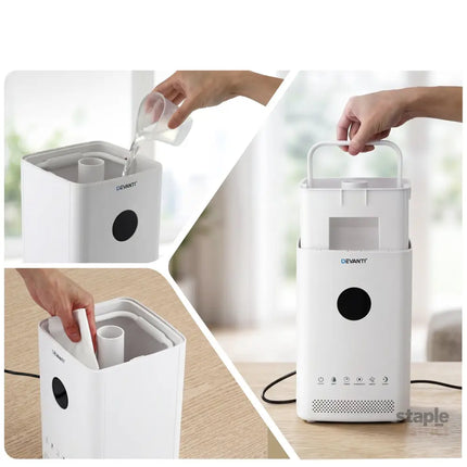 Devanti Ultrasonic Humidifier Air Purifier Top Fill Auto Humidity 3.5L White - Appliances > Aroma Diffusers &