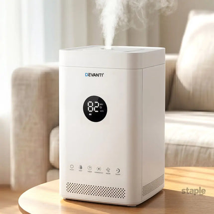 Devanti Ultrasonic Humidifier Air Purifier Top Fill Auto Humidity 3.5L White - Appliances > Aroma Diffusers &