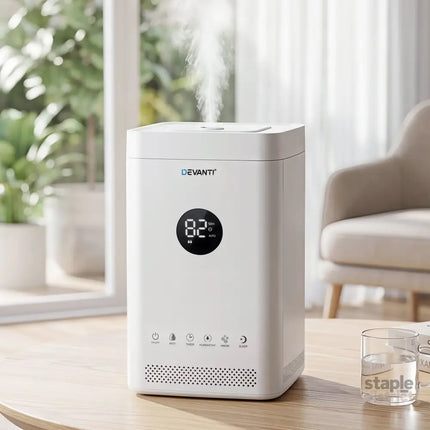Devanti Ultrasonic Humidifier Air Purifier Top Fill Auto Humidity 3.5L White - Appliances > Aroma Diffusers &