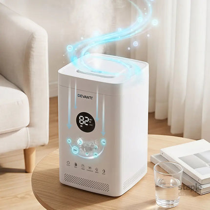 Devanti Ultrasonic Humidifier Air Purifier Top Fill Auto Humidity 3.5L White - Appliances > Aroma Diffusers &