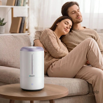 Devanti Ultrasonic Humidifier Aroma Diffuser Top Fill Quiet Bedroom 4L White - Appliances > Aroma Diffusers &