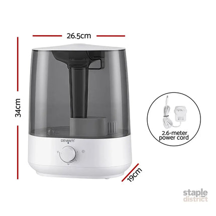 Devanti Ultrasonic Humidifier Aroma Diffuser Top Fill Quiet Bedroom 6L - Appliances > Aroma Diffusers & Humidifiers >