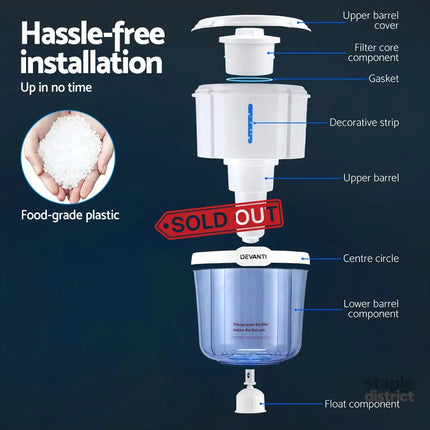 Devanti Water Cooler Dispenser 15L Filter Bottle - Appliances > Kitchen Appliances > Water Dispensers