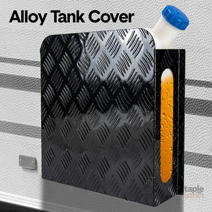 Diesel Tank Cover Double Side Sight Gauge Below Cut for Fuel Pick Up 10/15 L Tank Black Aluminium Alloy Checker Plate