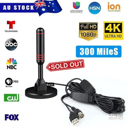 Digital Tv Antenna 300 Mile Indoor Outdoor Hd Tv Aerial Amplifier Signal Booster - Appliances > TV > TVs & Accessories