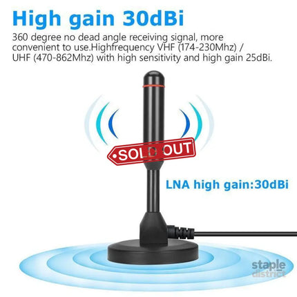 Digital Tv Antenna 300 Mile Indoor Outdoor Hd Tv Aerial Amplifier Signal Booster - Appliances > TV > TVs & Accessories
