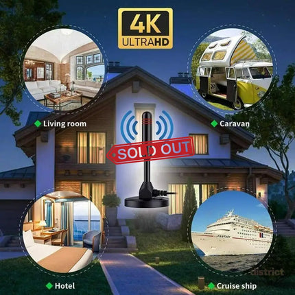 Digital Tv Antenna 300 Mile Indoor Outdoor Hd Tv Aerial Amplifier Signal Booster - Appliances > TV > TVs & Accessories