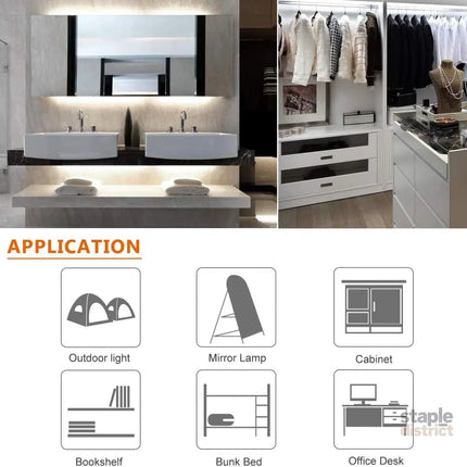 Dimmable LED Under Cabinet Lighting,5V USB Powered Closet Light Bar with Touch Sensor,Plug Under Counter Strip Lights