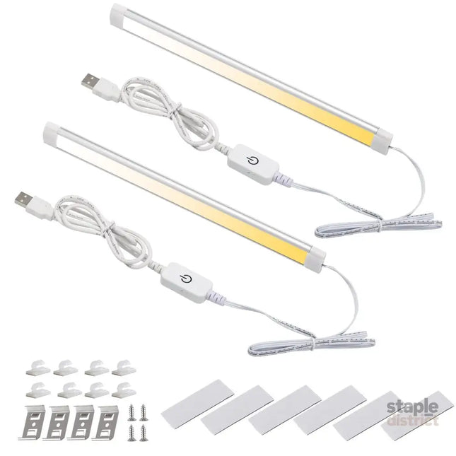 Dimmable LED Under Cabinet Lighting,5V USB Powered Closet Light Bar with Touch Sensor,Plug Under Counter Strip Lights