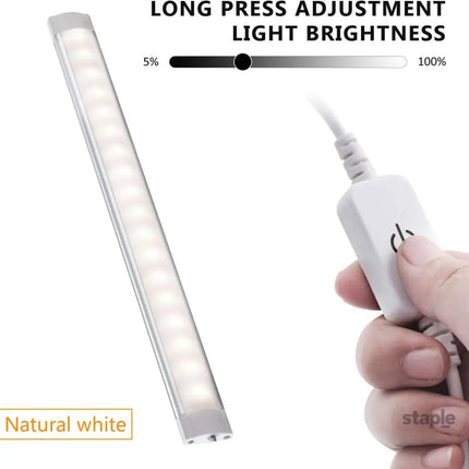 Dimmable LED Under Cabinet Lighting,5V USB Powered Closet Light Bar with Touch Sensor,Plug Under Counter Strip Lights