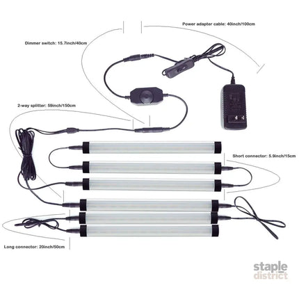 Dimmable LED Under Cabinet Lighting Bar 12V Under Counter LED Light Strip Linkable Kit with Rocker Switch