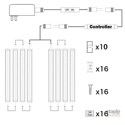 Dimmable LED Under Cabinet Lighting Bar 12V Under Counter LED Light Strip Linkable Kit with Rocker Switch