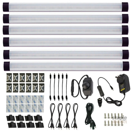 Dimmable LED Under Cabinet Lighting Under Counter LED Light Bar Linkable Kit with Rocker Switch Kitchen,Showcase,Shelf