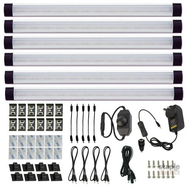 Dimmable LED Under Cabinet Lighting Under Counter LED Light Bar Linkable Kit with Rocker Switch Kitchen,Showcase,Shelf
