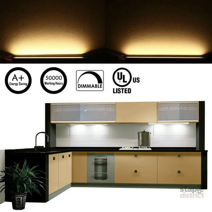 Dimmable LED Under Cabinet Lighting Under Counter LED Light Bar Linkable Kit with Rocker Switch Kitchen,Showcase,Shelf