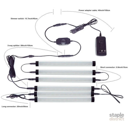 Dimmable LED Under Cabinet Lighting Under Counter LED Light Bar Linkable Kit with Rocker Switch Kitchen,Showcase,Shelf
