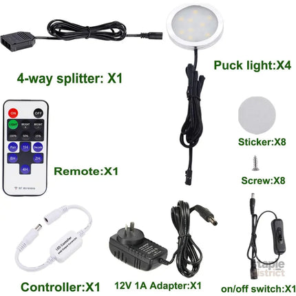 Dimmable & Timing Under Counter Lights Kitchen with Wireless RF Remote,Ultra-Thin 240V LED Cabinet Lights,12W Shelf