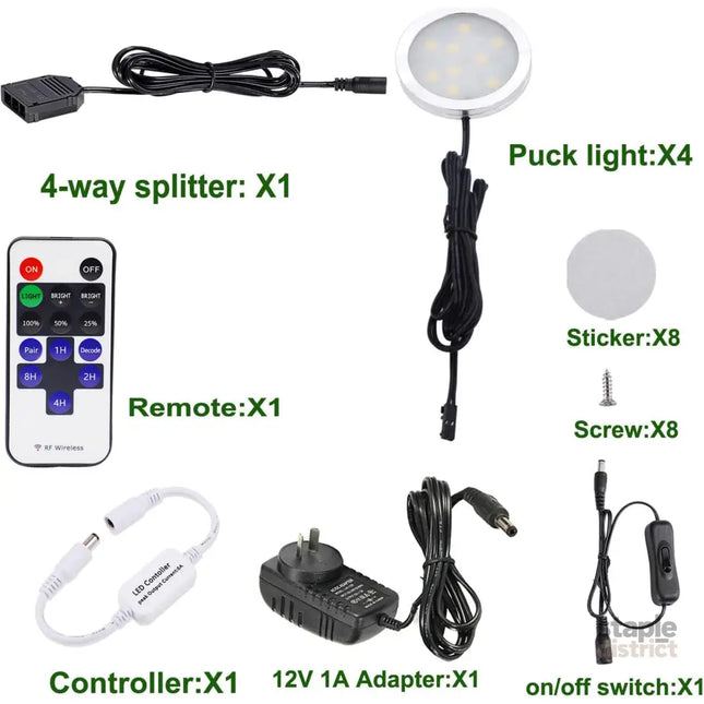 Dimmable & Timing Under Counter Lights Kitchen with Wireless RF Remote,Ultra-Thin 240V LED Cabinet Lights,12W Shelf