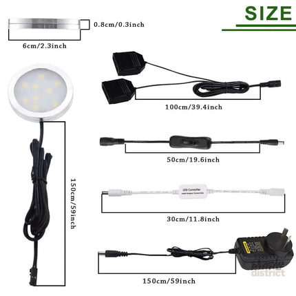 Dimmable & Timing Under Counter Lights Kitchen with Wireless RF Remote,Ultra-Thin 240V LED Cabinet Lights,12W Shelf