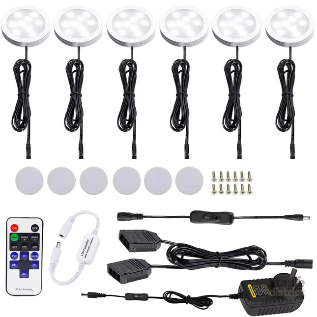 Dimmable & Timing Under Counter Lights Kitchen with Wireless RF Remote,Ultra-Thin 240V LED Cabinet Lights,12W Shelf
