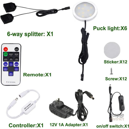 Dimmable & Timing Under Counter Lights Kitchen with Wireless RF Remote,Ultra-Thin 240V LED Cabinet Lights,12W Shelf