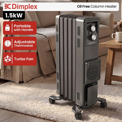 Dimplex 1.5kW Oil Free Column Heater 5 Fin with Thermostat Turbo Fan - Appliances > Heaters > Electric Heaters