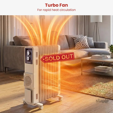 Dimplex 2.4kW Oil Column Heater with Turbo Fan 9 Fin Portable Radiator - Appliances > Heaters > Gas & Oil Heaters