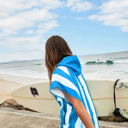 Dock & Bay Adult Poncho Hooded Towel | Cabana Collection | Bondi Blue M-2006732816603287552