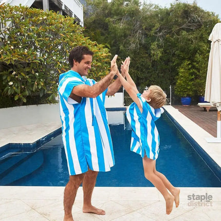 Dock & Bay KIDS Poncho Hooded Towel -Mini Cabana Collection-Bondi Blue XS (2-4yrs)-2006732818100654082