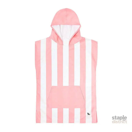 Dock & Bay KIDS Poncho Hooded Towel -Mini Cabana Collection-Malibu Pink M (7-10yrs)-2006732817437954050