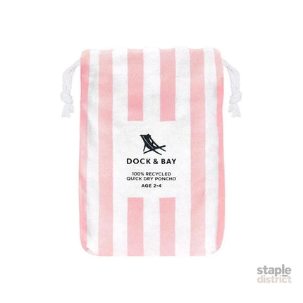 Dock & Bay KIDS Poncho Hooded Towel -Mini Cabana Collection-Malibu Pink M (7-10yrs)-2006732817437954051