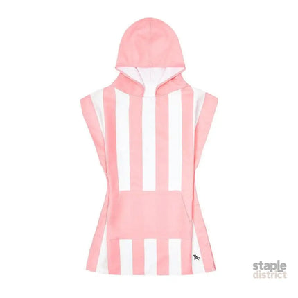 Dock & Bay KIDS Poncho Hooded Towel -Mini Cabana Collection-Malibu Pink M (7-10yrs)-2006732817437954052
