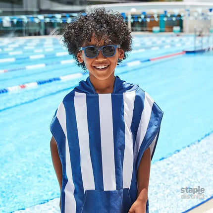 Dock & Bay KIDS Poncho Hooded Towel -Mini Cabana Collection-Whitsunday Blue XS (2-4yrs)-2006732818423615490