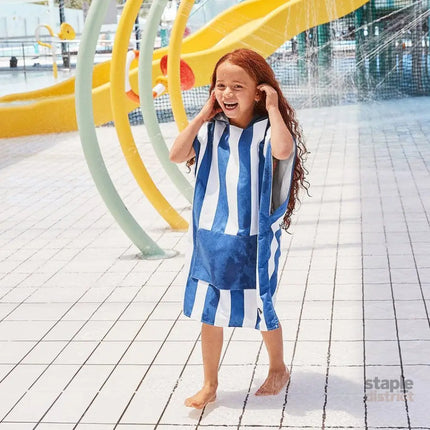 Dock & Bay KIDS Poncho Hooded Towel -Mini Cabana Collection-Whitsunday Blue XS (2-4yrs)-2006732818423615489