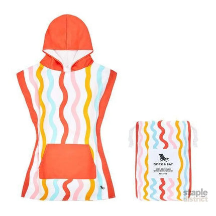 Dock & Bay KIDS Poncho Hooded Towel - Squiggle Face M (7-10yrs)-2006732818754965504