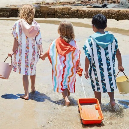 Dock & Bay KIDS Poncho Hooded Towel - Squiggle Face M (7-10yrs)-2006732818754965508