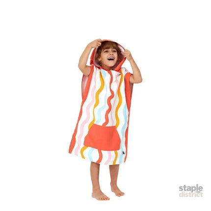 Dock & Bay KIDS Poncho Hooded Towel - Squiggle Face M (7-10yrs)-2006732818754965511