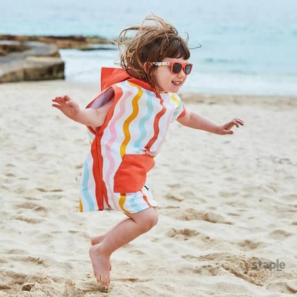 Dock & Bay KIDS Poncho Hooded Towel - Squiggle Face M (7-10yrs)-2006732818754965505