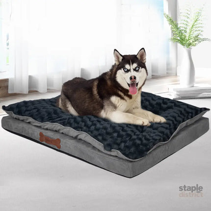 Dog Calming Bed Warm Soft Plush Comfy M Grey Medium-2006732961898172422