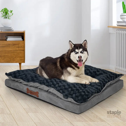 Dog Calming Bed Warm Soft Plush Comfy M Grey Medium-2006732961898172423