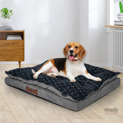 Dog Calming Bed Warm Soft Plush Comfy S Grey Small-2029387224654680071
