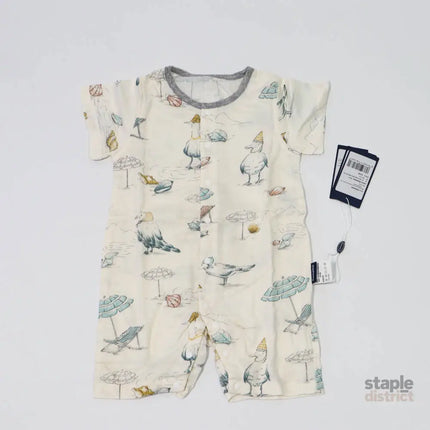 Domia Silky Bamboo Short Sleeve Baby Romper Bird Beach M-2006733365281165313