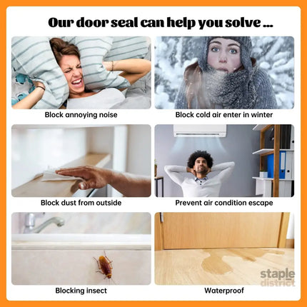 Door Draft Stopper 37 Inch Under Door Sweep Bottom Blocker with Rubber Seal Strip Under Door Seal for Exterior/Interior