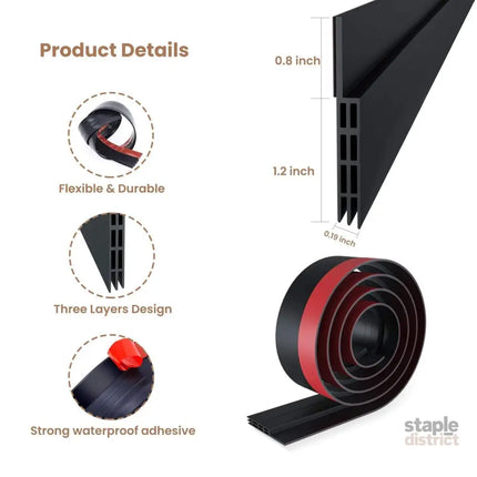 Door Draft Stopper 37 Inch Under Door Sweep Bottom Blocker with Rubber Seal Strip Under Door Seal for Exterior/Interior